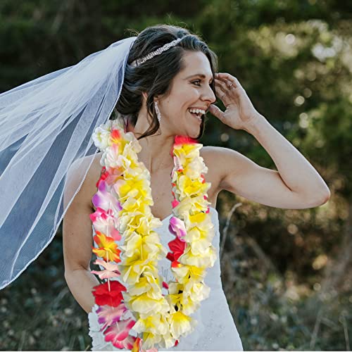 FreshDear 100 Counts Hawaiian Leis Flower, Leis Necklace Hawaiian For Kids or Adults luau Party Supplies, Summer Beach Vacation,Theme Party Decorations, Birthday, Graduation,Wedding.