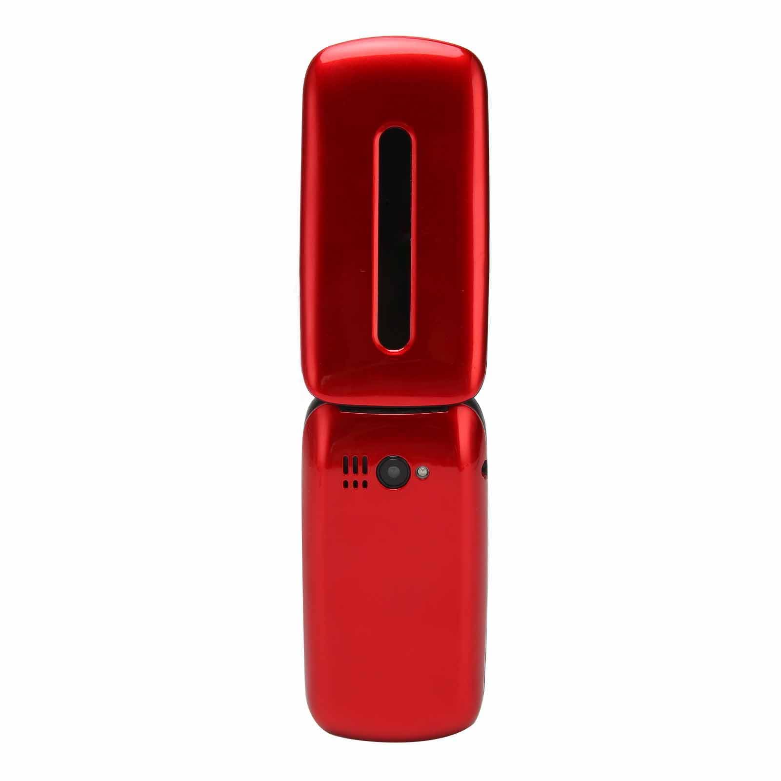 Telefon z klapką na Dwie Karty SIM z Kolorowym Ekranem 1,77 Cala, Mocnym Głośnikiem, baterią 1200 MAh, funkcją SOS, Dużymi Klawiszami i Diodami LED (Czerwony)