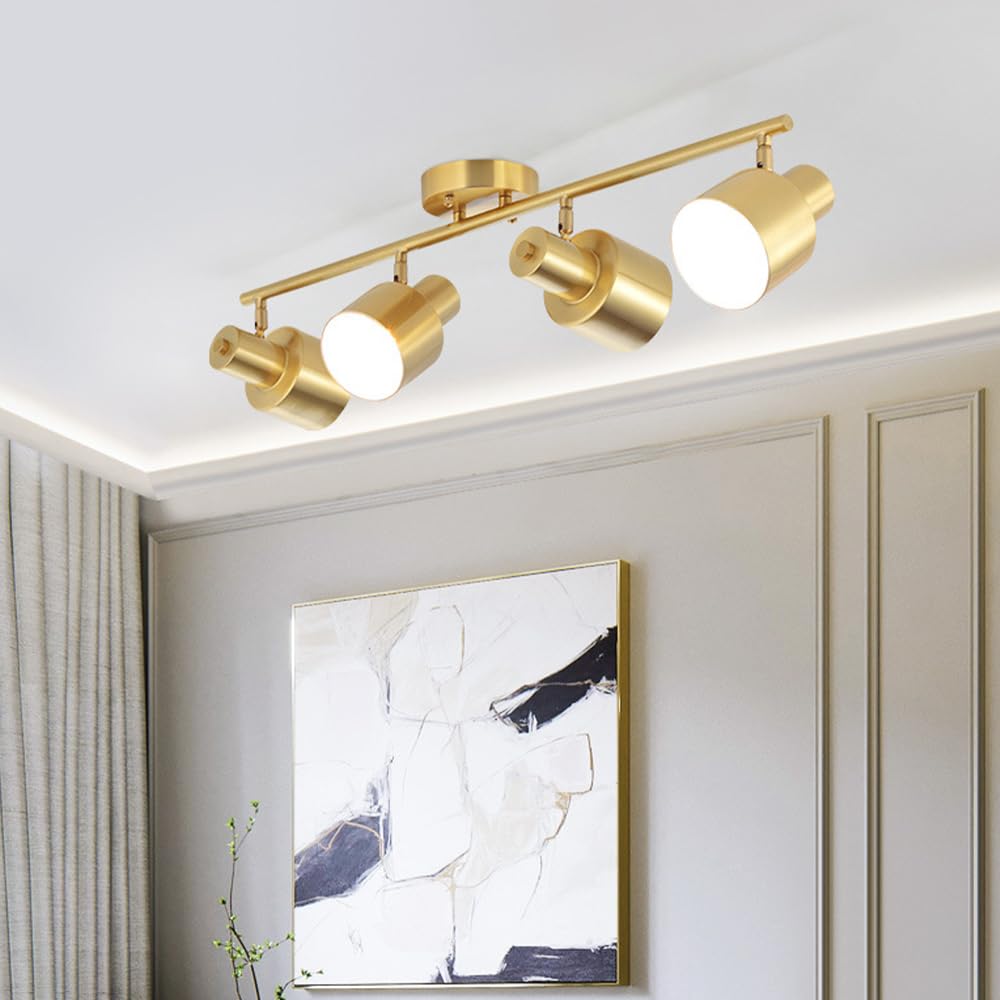Lampadari Moderni, Faretti da Soffitto in Ottone, Faretti da Soffitto con Rotazione di 180°, Kit di Illuminazione A Binario Fisso, Faretti da Cucina A Isola, Faretti Dire-4
