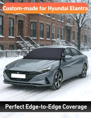 Image of EcoNour Car Snow Cover Compatible for Hyundai Elantra | Windshield Cover for Ice and Snow with S-Hook Straps | Heavy-Duty 600D Oxford Winter Car Cover, Waterproof & Anti-Slip