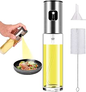 Olive Oil Sprayer for Cooking Oil Spritzer Mister for Air Fryer Glass Bottle for Vinegar Vegetable Oil Portable Kitchen Gadgets for BBQ/Pan/Salads/Baking (1)