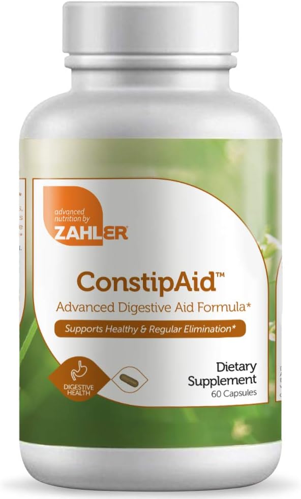 Zahler ConstipAid, Constipation Relief Supplement, Supports Healthy and Regular Elimination, Certified Kosher, 60 Capsules