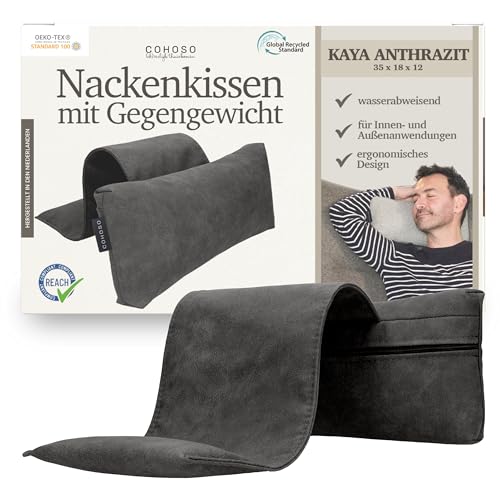 COHOSO® Nackenkissen für Gartenstühle mit Gegengewicht - Sesselkissen Kopfstütze für Sofa & Couch, Kissen für Liegestuhl, Kopfkissen für Liegestuhl, Nackenkissen für Bett, Nackenstütze für Sessel