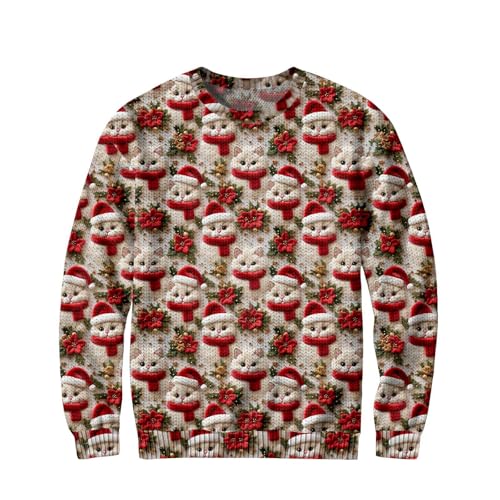 Men Pullover Sweater Cute Novelty Y2k Lined Long Sleeve Pullover Funny Christmas Big and Tall Sweaters for Men2