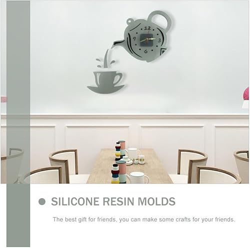 Miniatura 7 de Molde de reloj de tetera de resina para pared, fabricación de reloj de taza de té de silicona de resina para bricolaje, moldes de fundición únicos