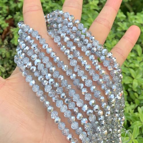 Image of 200pcs Czech Faceted Rondelle Crystal Glass Beads 6mm Bulk Silver Shade