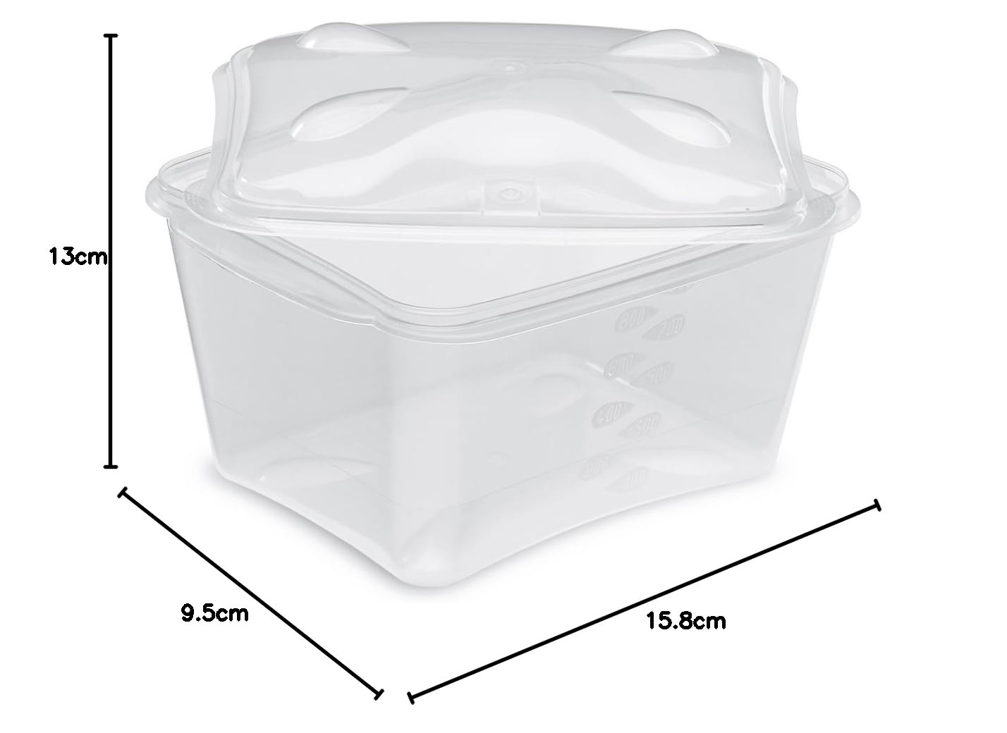 GUILLIN bcs900 Cartone Scatola Riutilizzabile Traslucido Micro ondable a Coperchio Indipendente con valvola, Plastica, Trasparente, 15,8 x 13 x 9,5 cm