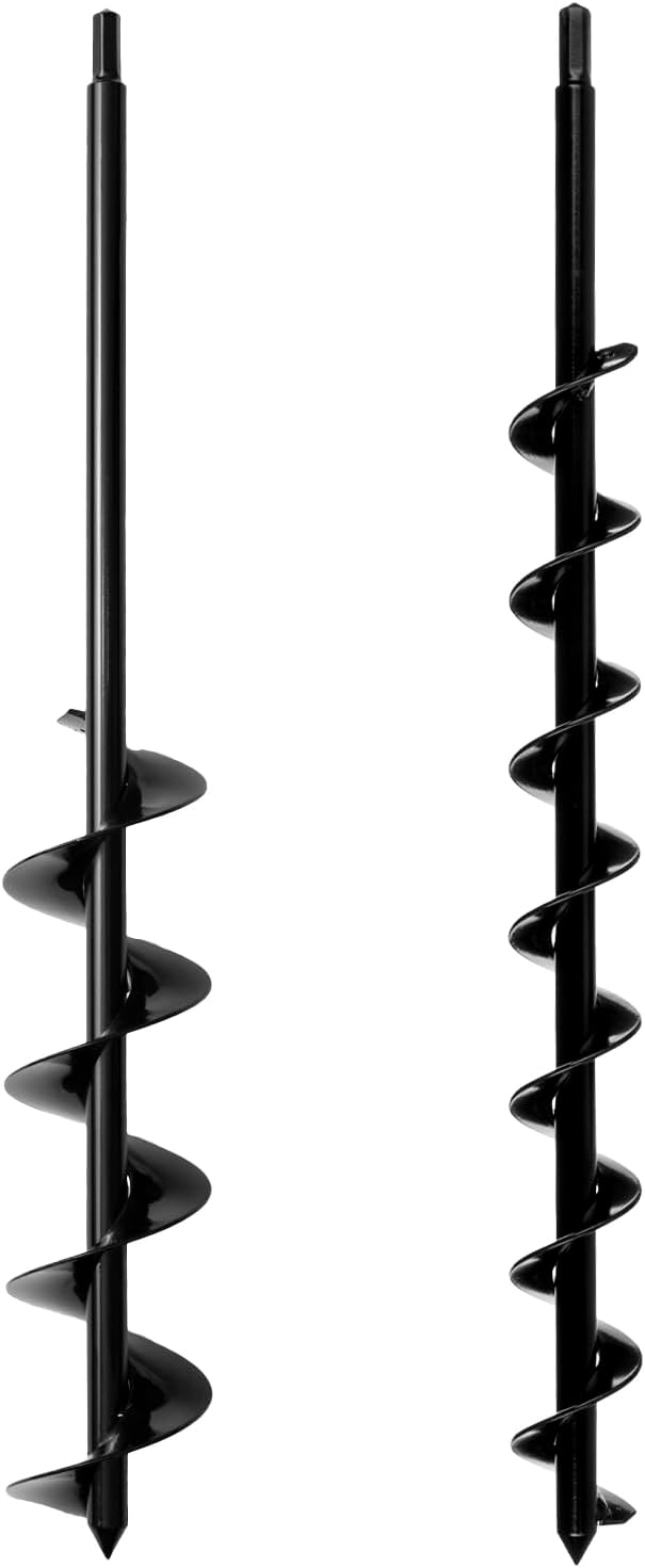 Power Planter Extended Length Garden Auger Drill Bit, 3"x 24" with 1/2" Non-Slip Hex Drive | Termite & Tree Auger 2"x24" With 1/2" Non-Slip Hex Drive - Heavy Duty Auger Bare Root Tree & Shrub Planting