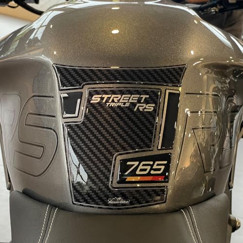 Resin Bike Adesivi Moto Compatibile Con Triumph Street Triple 765 Rs 2023. Protezioni Paraserbatoio Da Urti E Graffi. Adesivi Resinati Con Effetto 3D 