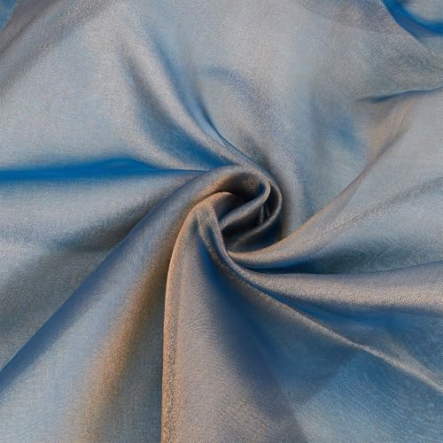 BENECREAT Tela de organza transparente de dos tonos azul/naranja, 59 pulgadas, tela de gasa holográfica iridiscente café para vestidos, telas, decoraciones, suministros de manualidades
