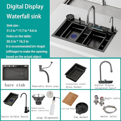 Premium-315-177-in-Waterfall-Sink-Drop-In-Workstation-304-Stainless-Steel-Smart-Sink-Black-Kitchen-Sink-Nano-Coating-Experience-the-Perfect-blend-of-Aesthetics-Durability-Versatility Premium 315 177 in Waterfall Sink Drop In Workstation 304 Stainless Steel Smart Sink Black Kitchen Sink Nano Coating Experience the Perfect blend of Aesthetics Durability Versatility