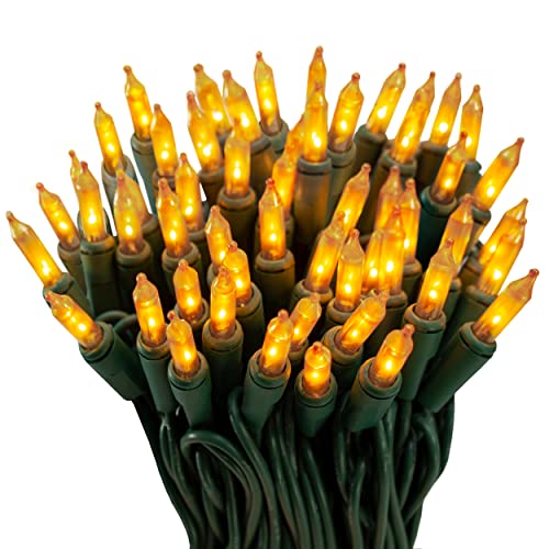 612 Vermont 100 Gold Frost Christmas Lights on a Green Wire String UL Approved Indoor and Outdoor Use 18 Foot of Lighted Length 20 Foot of Total Length