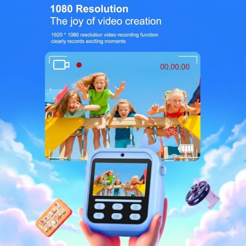 Image of Cason Instant Camera for Kids with Print,1080P HD Instant Photo Camera with Dual Cameras,2 Print Rolls,Fun Filters for Creativity for 5-15 Years Kids Upto 32GB Memory (Blue (Rabbit))