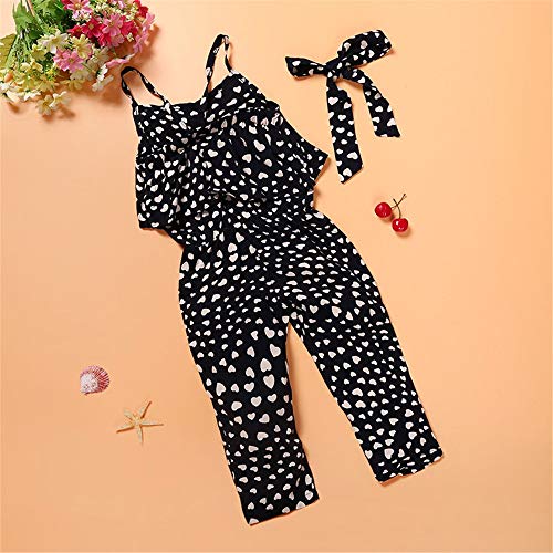 Ritatte Baby Girls Love Heart Graphic Jumpsuit Halter Backless Romper Overall Toddler Kid One Piece Pants Summer Clothes (Black 1, 4T) #TOP4