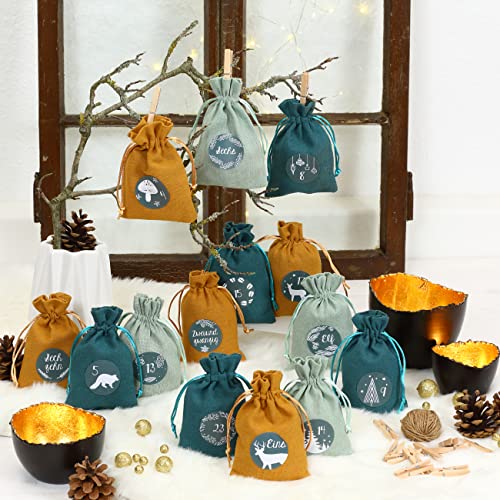 Papierdrachen Adventskalender 2026 - Stoffsäckchen Petrol – Ansicht 5