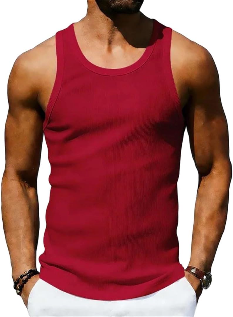 Men Tank Tops Slim Fit Sleeveless Breathable Training Running Fitness Vest