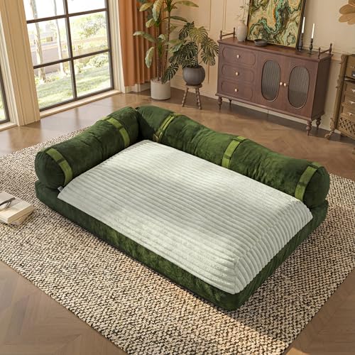 LELEFIDO Floor Sofa Queen Sleeper Sofa Bed with Bamboo Backrest