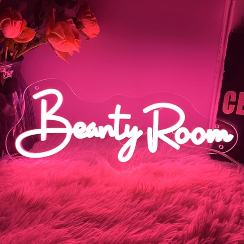 Image of Beauty Room Neon Sign For Spa Beauty Room Nail Brows Lashed Salon Studio LED Wall Art Decor For Business Stores Logo Barber Shops Led Word Indoor Custom Neon Lights 5V USB Powered Peach Pink 40x16.3cm