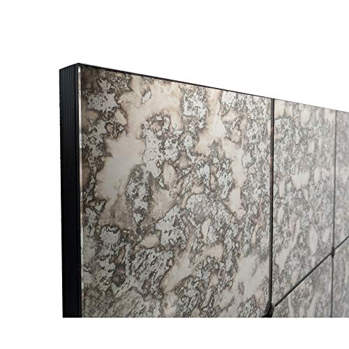 16 Panels of Vintage antiqued mirror, laid onto backboard with a clean Black Edging all around the frame. This atmospheric luxury mirror exudes designer appeal.