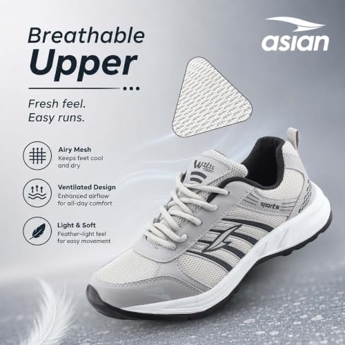 Image of ASIAN Wonder-21 Men's Running Shoes | Lace-Up Shoes with Lightweight Mesh Upper | Cushioned Comfort & Durable Grip for Daily Use