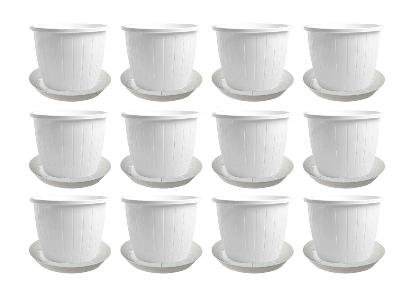 White Flower Pots - 6 Pack for Gardening -15 White Flower Pots - 6 Pack for Gardening -15