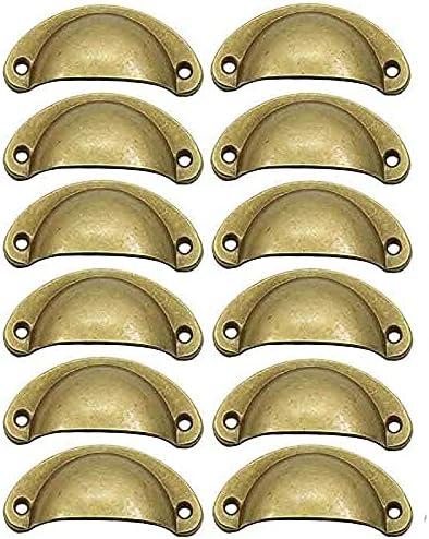 WLALLSS 12 Pcs Shell Handles, Cup Handles, Semi Circle Pull Handle,Shell Cup Handles Half Moon Vintage Cupboard Door Drawer Cabinet Cupped Handles Pull Door Knobs (E)