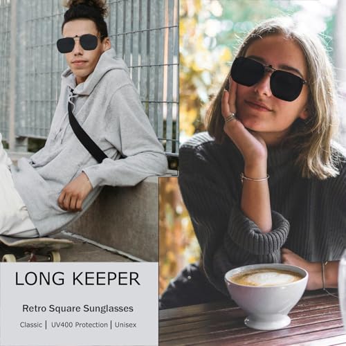 Long Keeper Clip On Sunglasses - Women Men Polarized Sunglasses over Prescription Glasses Square Rimless Flip Up Sunglasses4