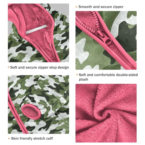 Camouflage Toddler Fleece Jacket Baby Girls Hooded Zipper Long Sleeve Thick Warm Outerwear 3-10 Years3