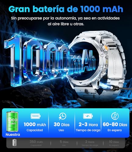 Smartwatch hombre militar 5ATM impermeable con llamadas y pulsómetro integrado 6