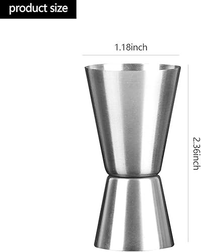 Miniatura 2 de 2 tazas medidoras de acero inoxidable de doble cabeza de 1 onza2 oz de estilo japonés plateado cóctel Jigger dispositivo de medición de vino taza de