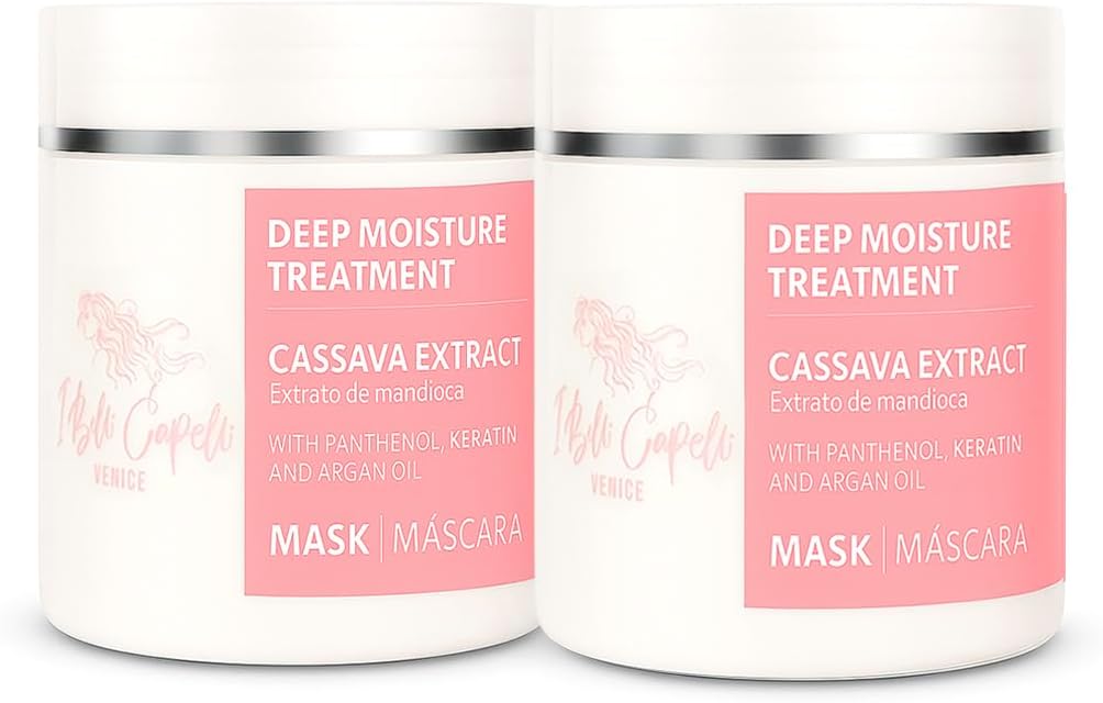 Venice Cassava Extract & Argan Oil Hair Mask - Anti-Frizz Keratin Hair Treatment for Dry Damaged Hair - Anti Breakage Hair Products for Women, Helps in Moisturizing, Repairing
