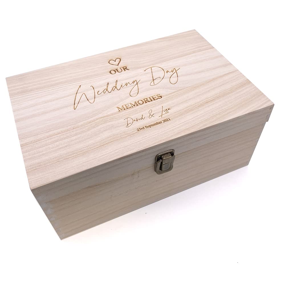 ukgiftstoreonline Personalised Large Wooden Our Wedding Day Memories Keepsake Box HB-153