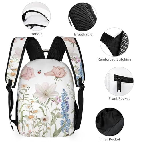 Bluebonnets Phalaenopsis Butterflies Insect Backpack Shoulder Bags Lunch Bag Pencil Case Box 3 Set Daypack Cute3