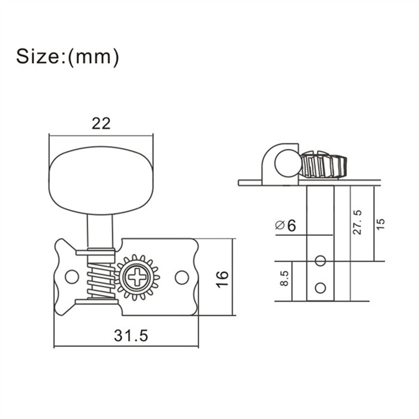Nickel-plattierte Linke Und Rechte Gitarren-Tuning-Pegs-Tuner-Maschinenkopf Für Akustikgitarre Tuner Mechaniken Knöpfe (Color : 6R)