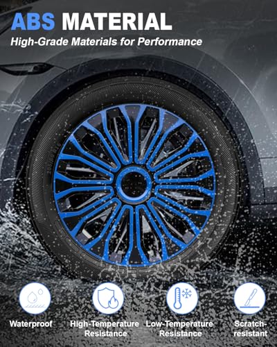 Image of ABX Hubcaps,16 inch hubcaps Set of 4, Wheel Rim Cover ABS Material, Snap On Car Truck SUV Replacement, for Toyota Camry Nissan Mazda etc, Black&Blue