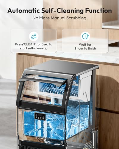 Image of EUHOMY Commercial Gourmet Ice Maker,120lbs /24H, Non-Clumping,33lbs Bin | Under Counter Ice Maker Machine,24pcs Hat Cubes Per Cycle, Freestanding Ice Maker for Home /Bar /Cafe /Restaurant