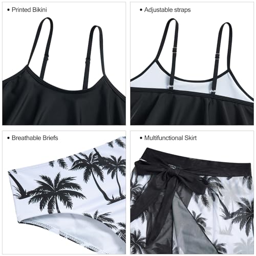 UNICOMIDEA Girls Swimsuits 3 Piece Bikini Sets with Cover Up Swimwear for 6-12 Years Kids3