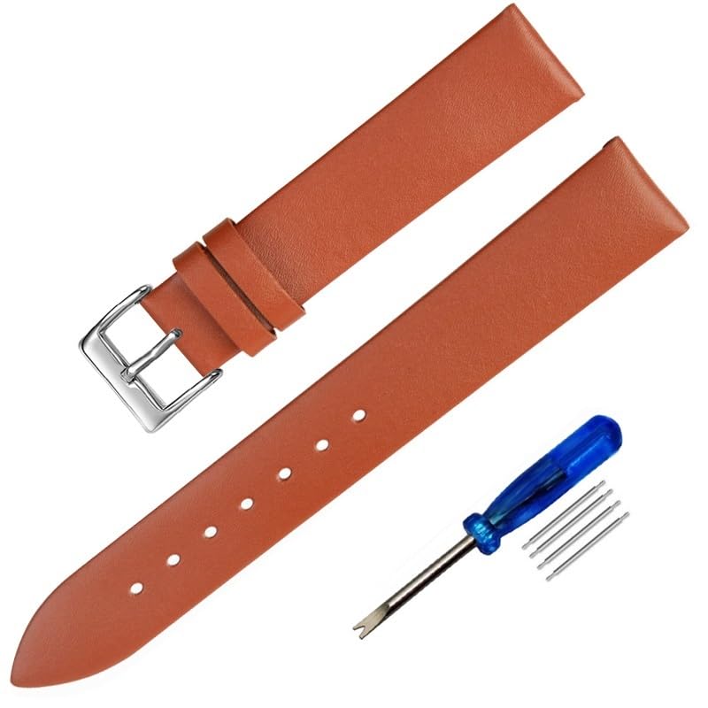 Bracelet de montre cuir véritable 14mm finitions premium et boucle acier robuste