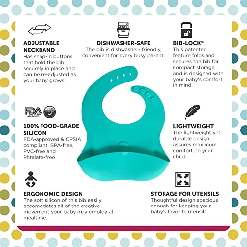 Abiie Ruby Wrapp Silicone Bibs For Babies - Waterproof Bib Made With Stain Resistant Material - Front Pocket For Catching Food - Silicone Toddler Bibs (Turquoise) #TOP4
