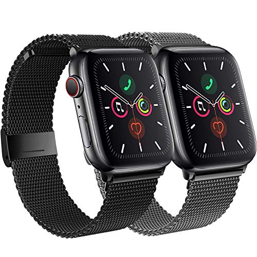 kompatibel mit de Apple Watch Armband mit 38mm 40mm 42mm 44mm,Metall Edelstahl Ersatz Armband Kompatibel mit iWatch Series SE/6/5/4/3/2/1-2pack