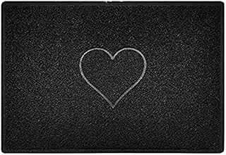 Nicoman HEART Embossed Shape Door Mat Dirt-Trapper Jet-Washable Doormat - (Use Indoor or Sheltered Outdoor) - (60x40cm/23.6x15.7inches, Small) GREY