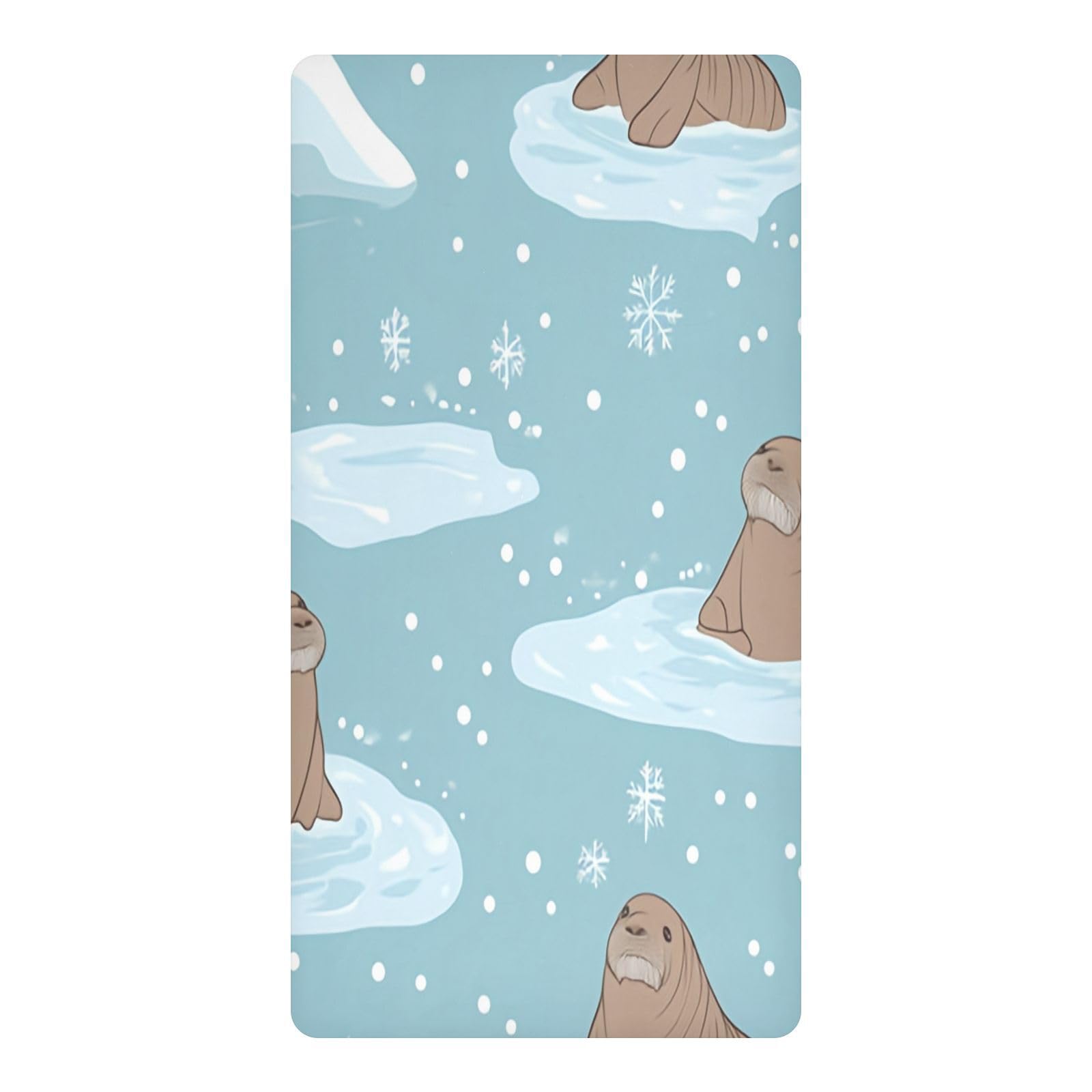 JiangGgen Cartoon Seal Baby Crib Sheet Soft Breathable for Standard Crib-M