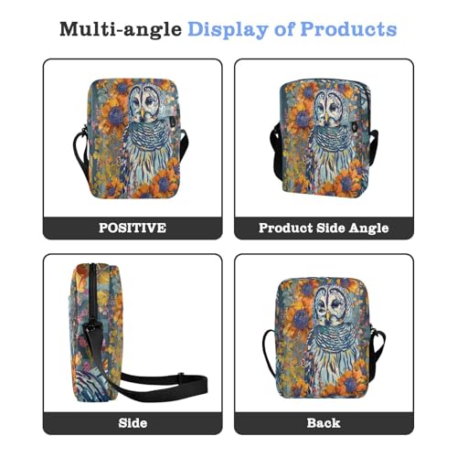 Barred Owl Floral Pattern small messenger bag for men Crossbody Bags For Women Womens Cross Body Purse Bags Adjustable Strap for outdoor sports Outdoor Daily4