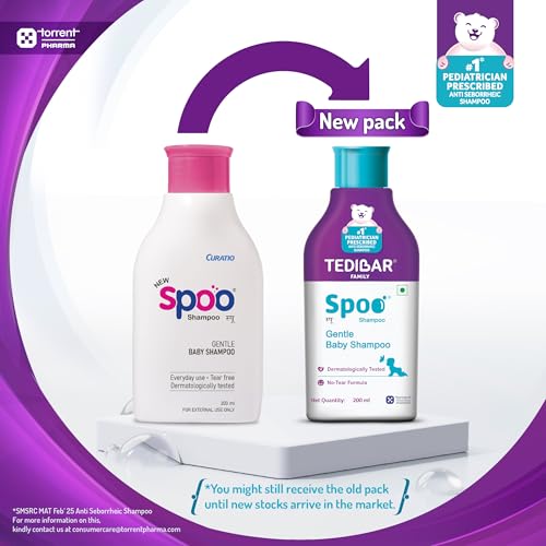 Image of Spoo No-Tear Formula baby shampoo 200ml from Tedibar Family | Gentle on Scalp | No. No. 1 Pediatrician Prescribed Anti Seborrheic Shampoo* - By Torrent Pharma (Pack of 6)