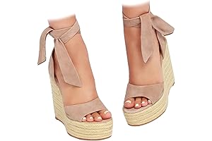 Espadrilles Wedges Sandals for Women Open Toe Lace Up Platform Ankle Strap