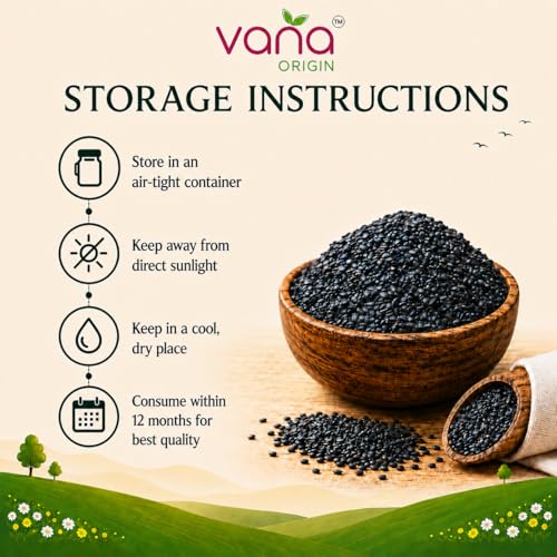 Image of Vana Origin Black Sesame Seeds from 200gm| Cold-Pressed Grade| Black Til Seed from Meghalaya | Kaale Til Whole Fresh and Natural Unhulled Kale /Black Til Seed