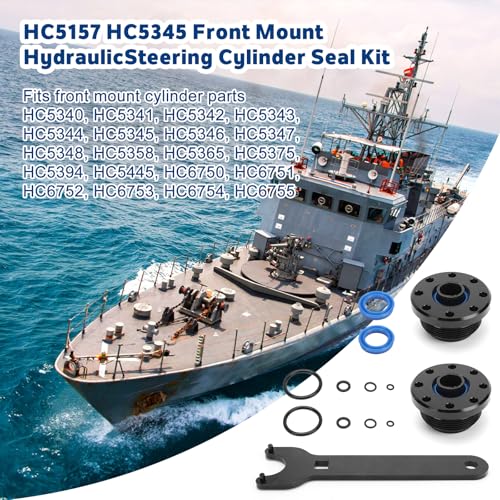 Image of HC5345 Seal Kit for SeaStar Front Mount Hydraulic Steering Cylinder Seal Kit with Pin Wrench HS5157 Replace HC5340, HC5342, HC5343, HC5344, HC5345, HC5346, HC6754, HC6755 Pivot /Front Mount Cylinders