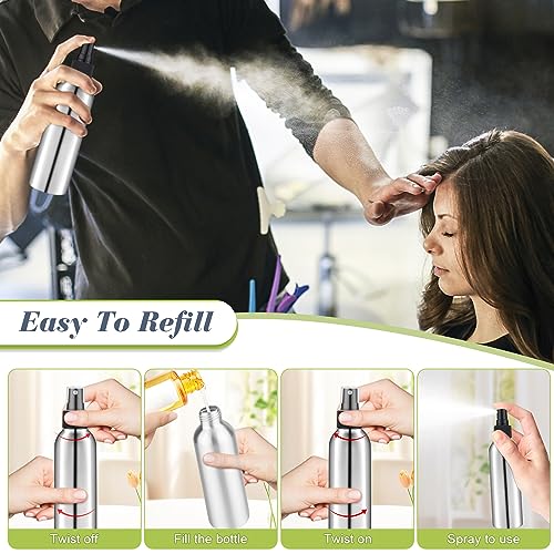 4pcs 120ml/4oz Aluminum Spray Bottles,Empty Fine Mist Spray Containers,Metal Atomizer Bottles,Reusable Fine Mist Sprayer for Cosmetic,Perfume,Face Spray,Air Freshener,Cleaning,Gardening3