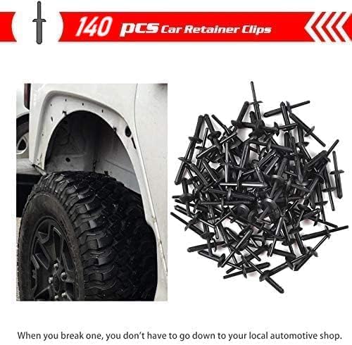Image of OTUAYAUTO 10184895 140PCS Fender Flare Bumper Door Trim Plastic Rivet Retainer Clips 1 /4 Hole Replacement for Jeep Wrangler 07-20 Liberty 02-12, Chrysler 300 99-10 Nylon Fastener 6506007AA N803862-S