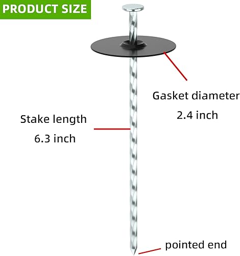 Miniatura 7 de EISENSP Paquete de 200 estacas de paisaje con tapas de junta, 6.3 pulgadas, pasadores de tela de jardín de acero galvanizado de alta resistencia que